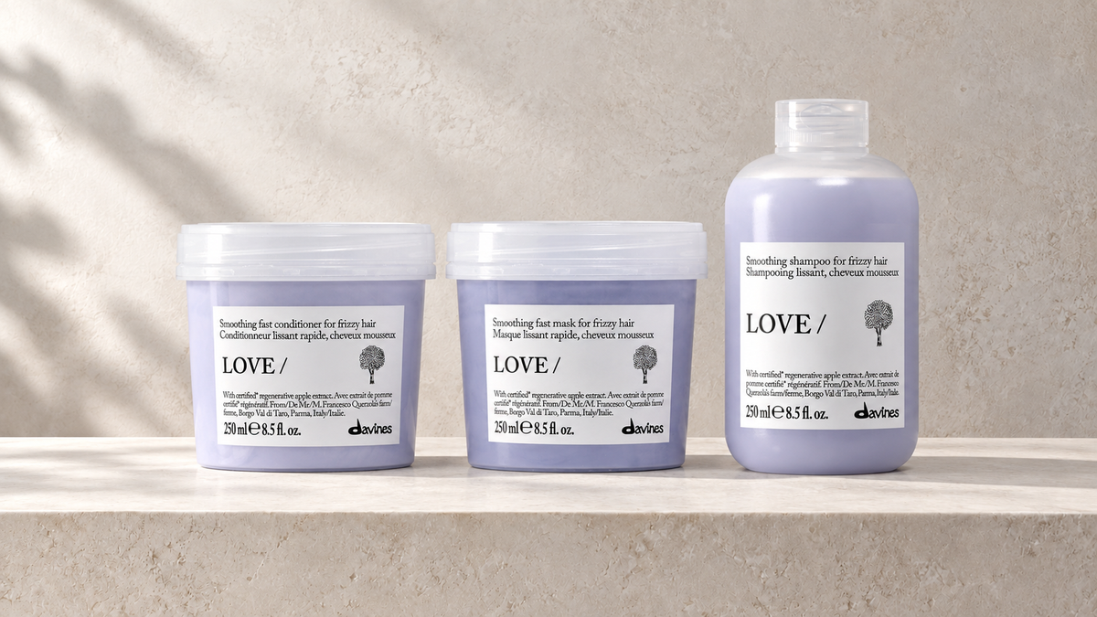 Frizz og grovt hår: slik bruker du Davines LOVE Smoothing, Davines produkter hos J&K Shop