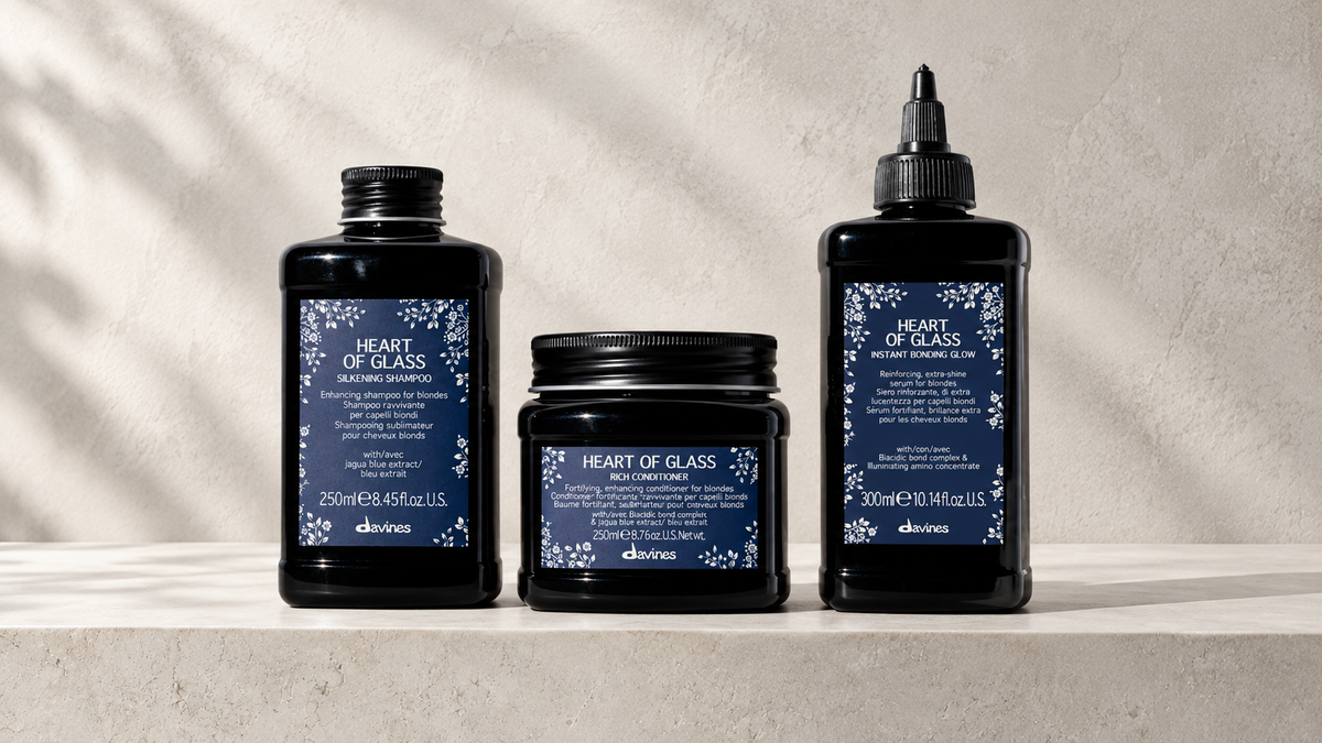 Blondt hår med glans: slik bygger du en Davines Heart of Glass-rutine, Davines produkter hos J&K Shop