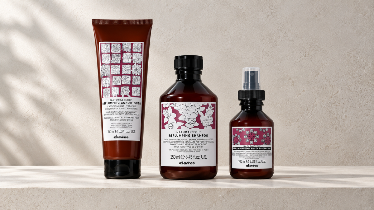 Mer spenst i håret: slik bruker du Davines Naturaltech Replumping, Davines produkter hos J&K Shop