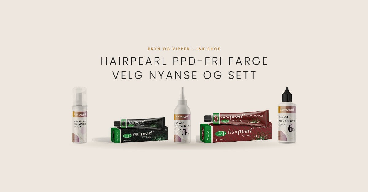 HairPearl PPD-fri bryn- og vippefarge med Cream Developer 3 % og 6 % og Shampoo Foam