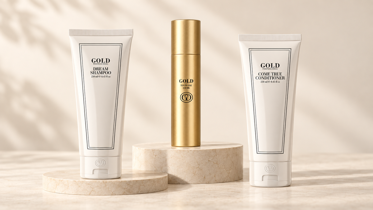 Gold Dream Shampoo, Come True Conditioner og Ten In One