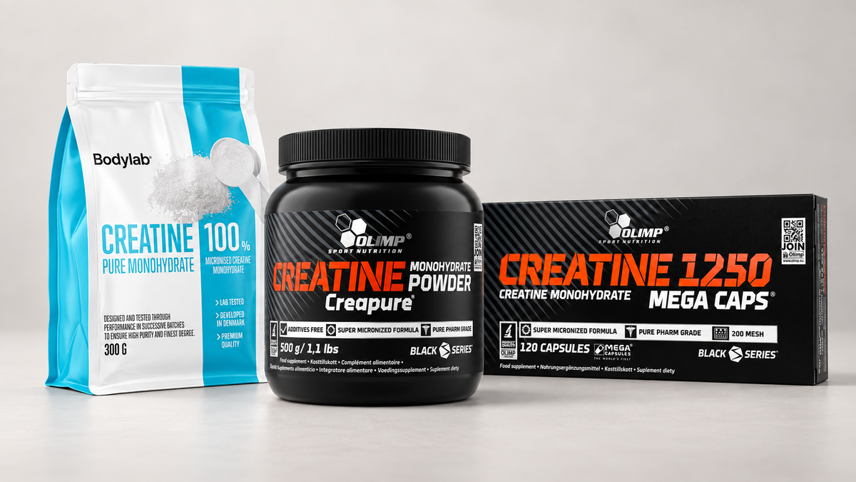 Samlebilde av Bodylab Creatine Pure 300g, Olimp Creapure Creatine Monohydrate Powder, Olimp Creatine