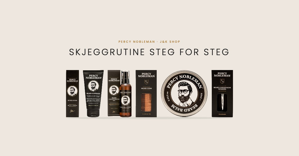 Skjeggrutine med Percy Nobleman steg for steg hos J&K Shop