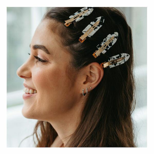 4-Set Of Make Up Clips, Tortoise & Black And White-Hårspenne-JKSHOP