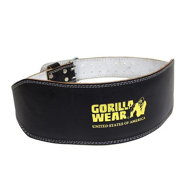Gorilla Wear Leather padded belt (15cm), Black/Gold, 2XL/3XL