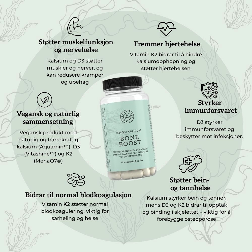 Aarja Health Bone Boost (Marint kalsium + D3 + K2) - Vitaminer og kosttilskudd - JK-Shop