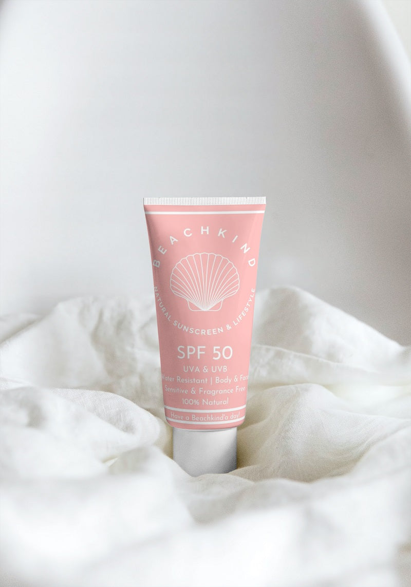 Beachkind Natural Sunscreen Sensitive Fragrance Free SPF 50 - 50ml Doftfri - Solkrem - JK-Shop