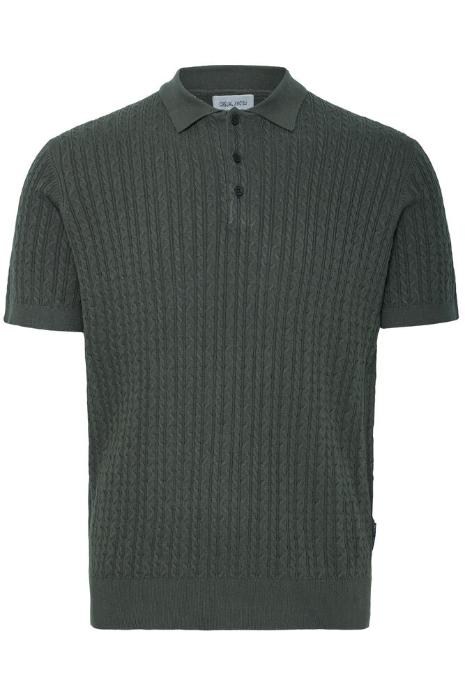 CASUAL FRIDAY, RYAN SS CABLE POLO KNIT - T-skjorter & polo - JK-Shop