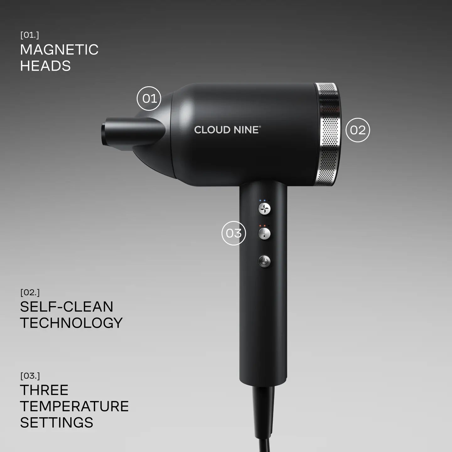 Cloud Nine The Airshot Pro Black - Hårføner - JK-Shop