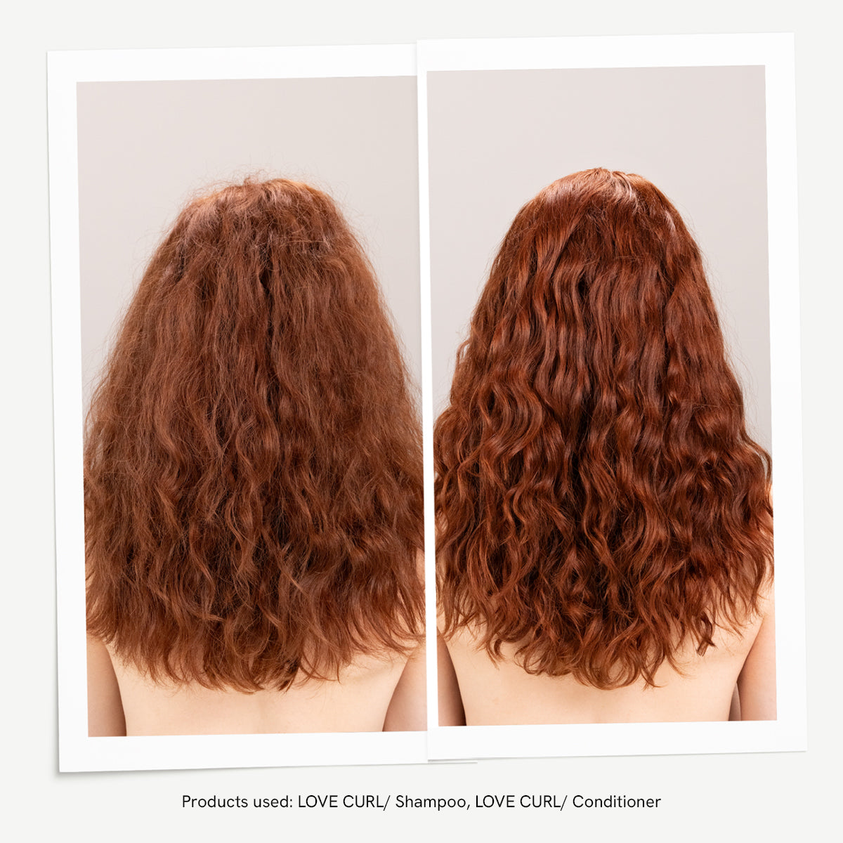 Før og etter med Davines Love Curl-rutinen fra Essential Haircare