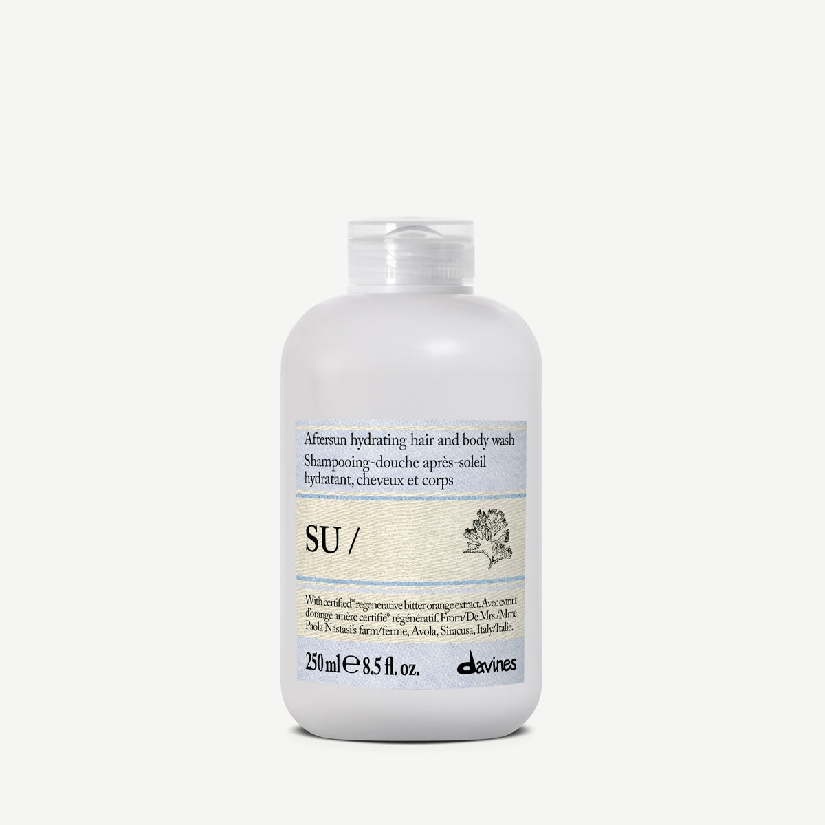 Davines SU Hair & Body Wash 250 ml, mild vask for hår og kropp etter sol
