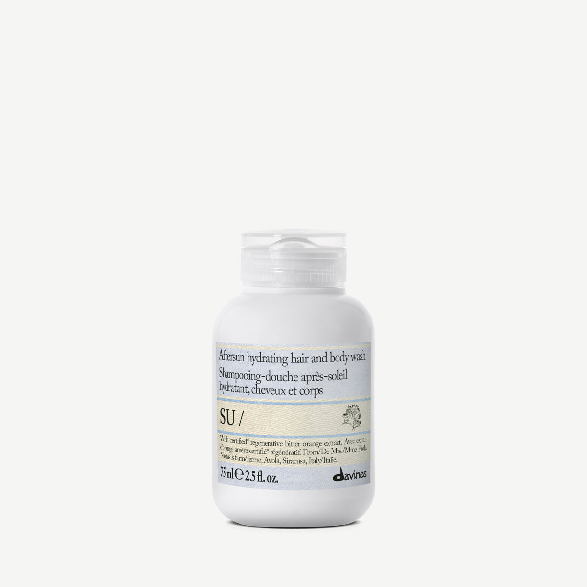 Davines SU Hair & Body Wash 75 ml, mild vask for hår og kropp etter sol