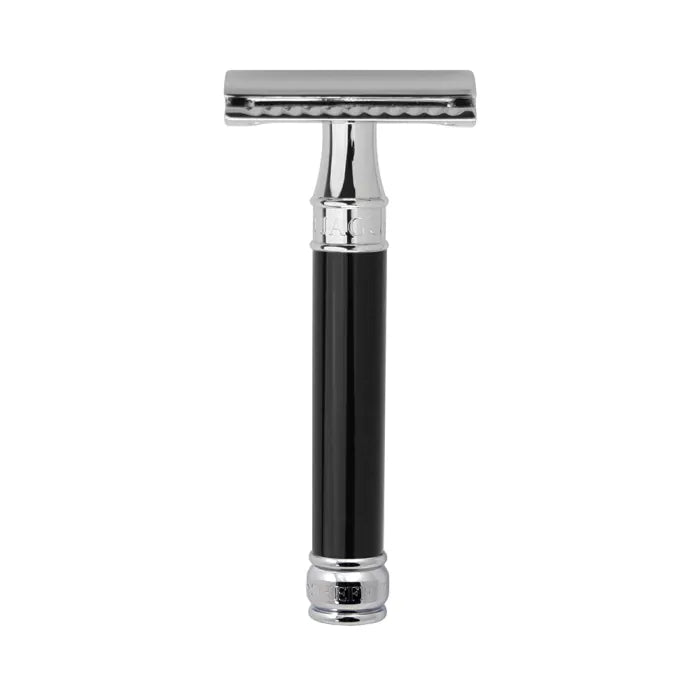 Double Edge safety razor, imitation ebony, chrome plated, Feather blade - Barberhøvel - JK-Shop