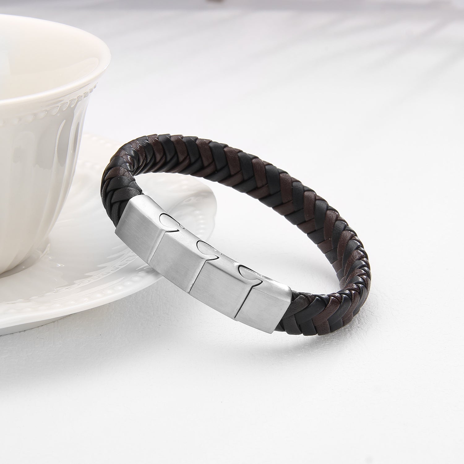 DualTone Magnetico - Flettet Lærarmbånd - Armbånd - JK-Shop