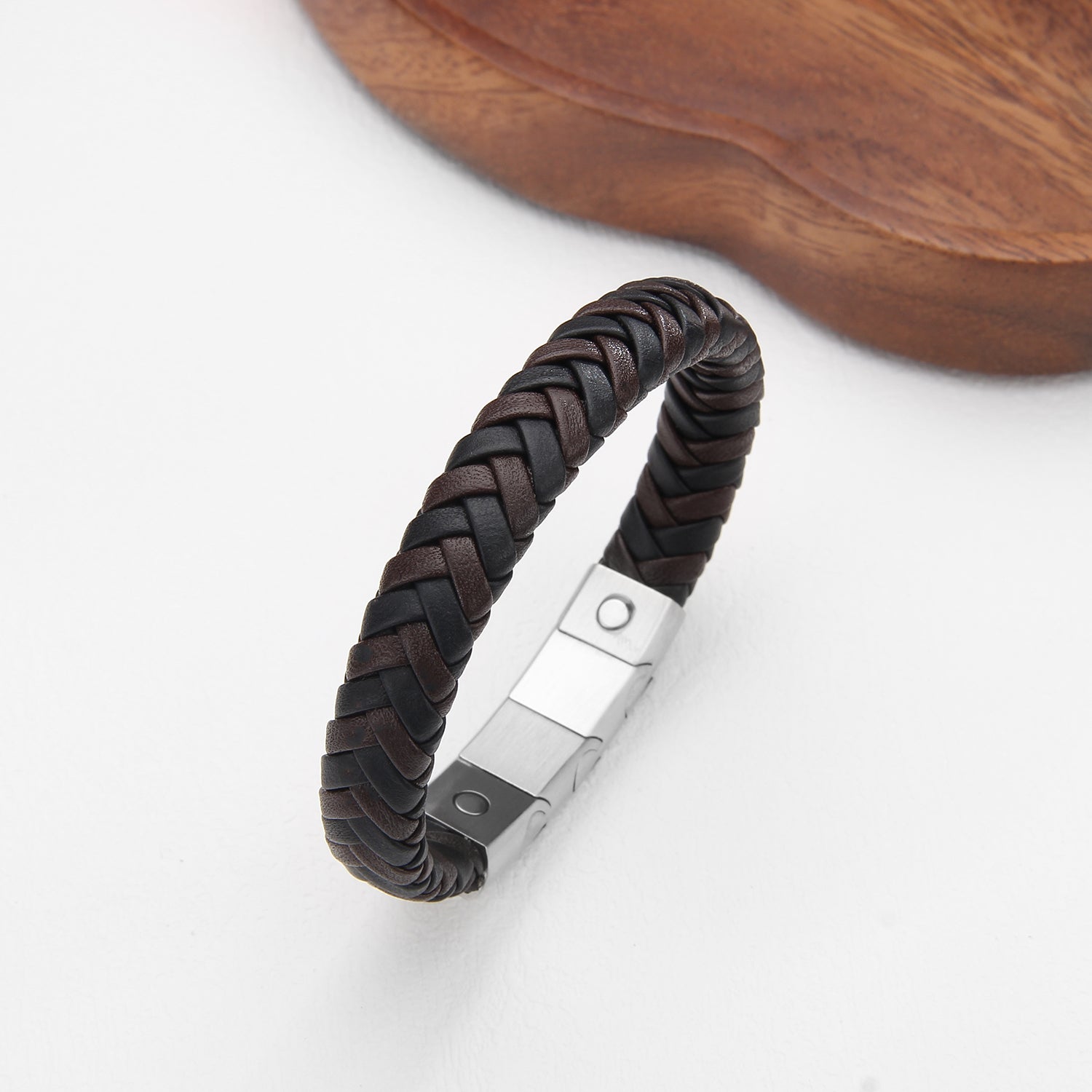 DualTone Magnetico - Flettet Lærarmbånd - Armbånd - JK-Shop