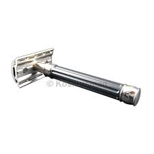 Edwin Jagger Double Edge Stainless Steel safety razor, grooved, anodised gun metal, 1x pack o - Barberhøvel - JK-Shop
