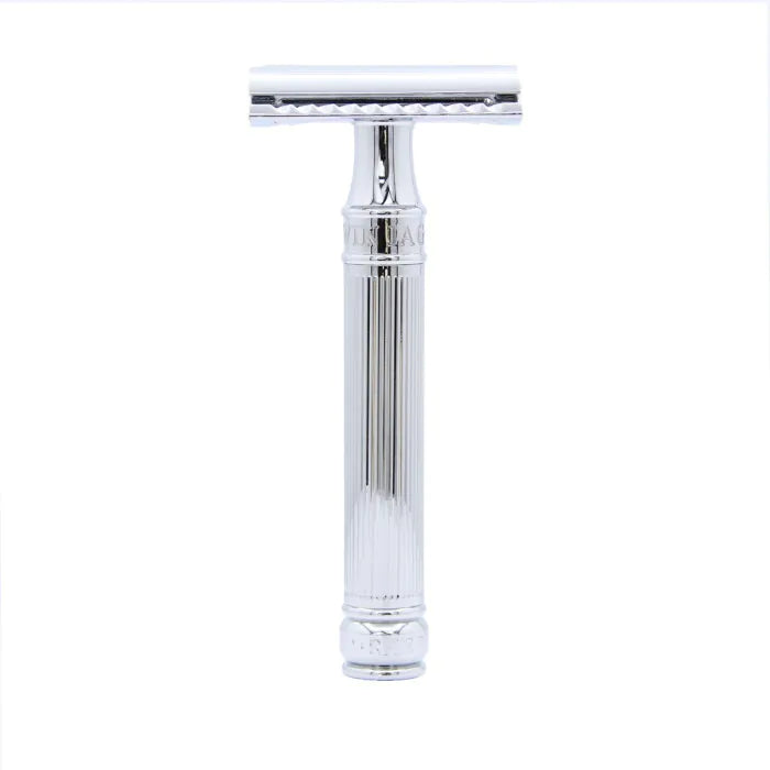 Edwin Jagger Double Edge safety razor, lined handle, chrome plated, Feather blade - Barberhøvel - JK-Shop