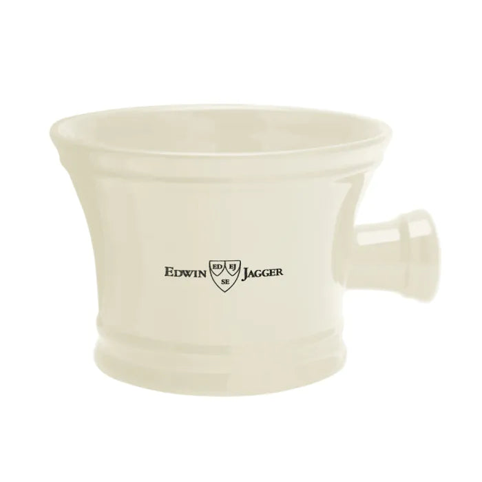 Edwin Jagger Ivory porcelain shaving soap bowl with handle - Barberskål - JK-Shop