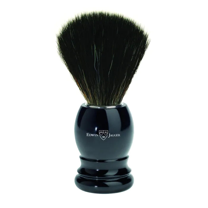 Edwin Jagger Shaving brush, plastic handle, imitation ebony, black synthetic fibre - Barberkost - JK-Shop