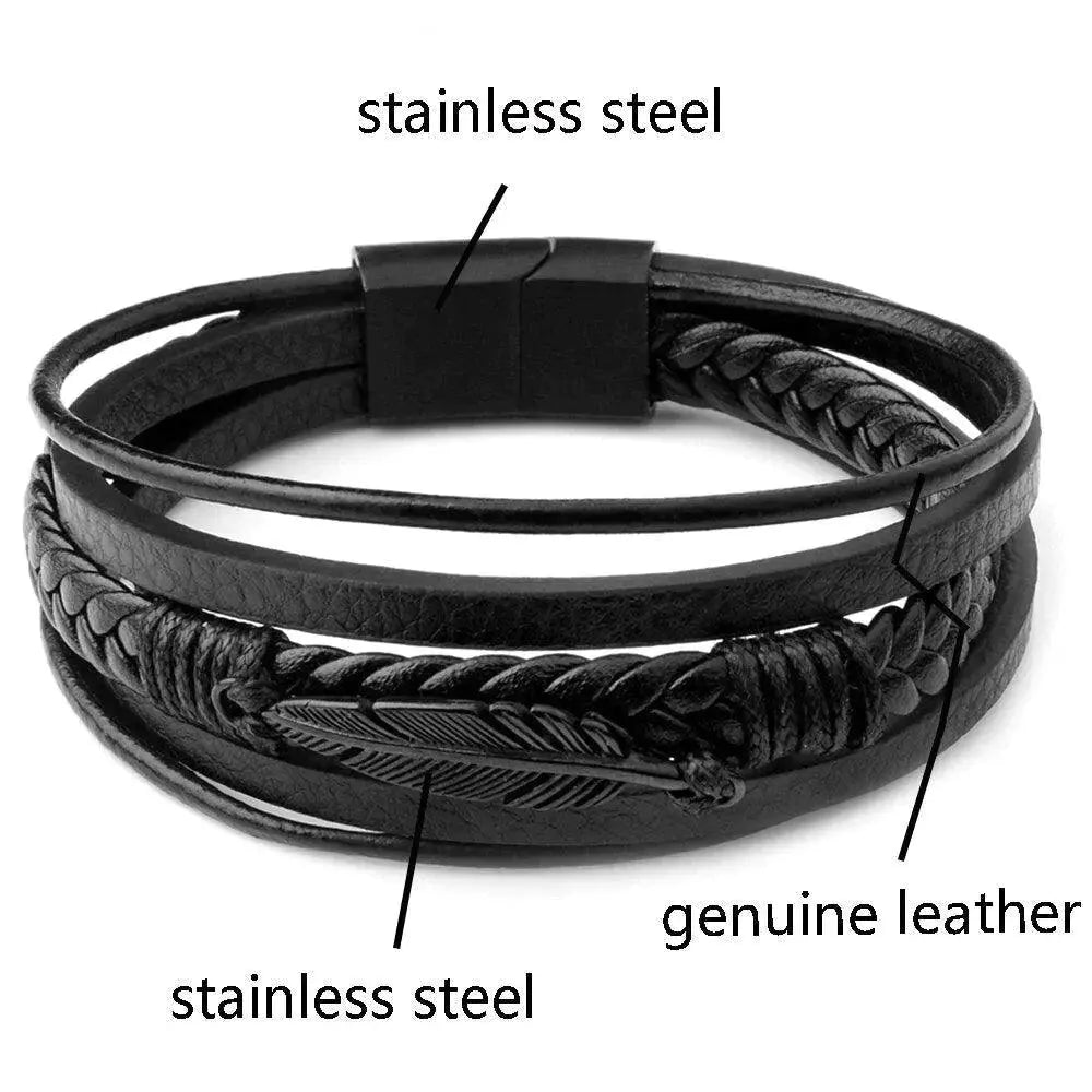 Ekte lær bladfjærarmbånd-Armbånd-JKSHOP