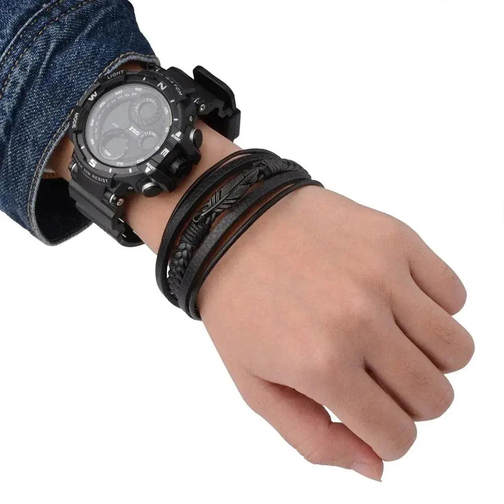 Ekte lær bladfjærarmbånd-Armbånd-JKSHOP