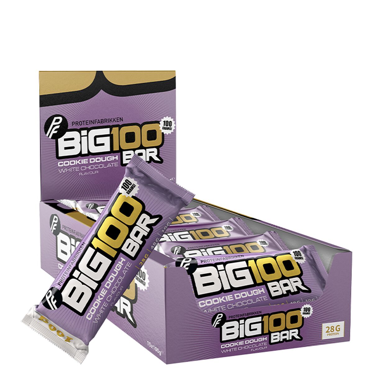 Proteinfabrikken Big 100 Proteinbar Cookie Dough 15 x 100 g