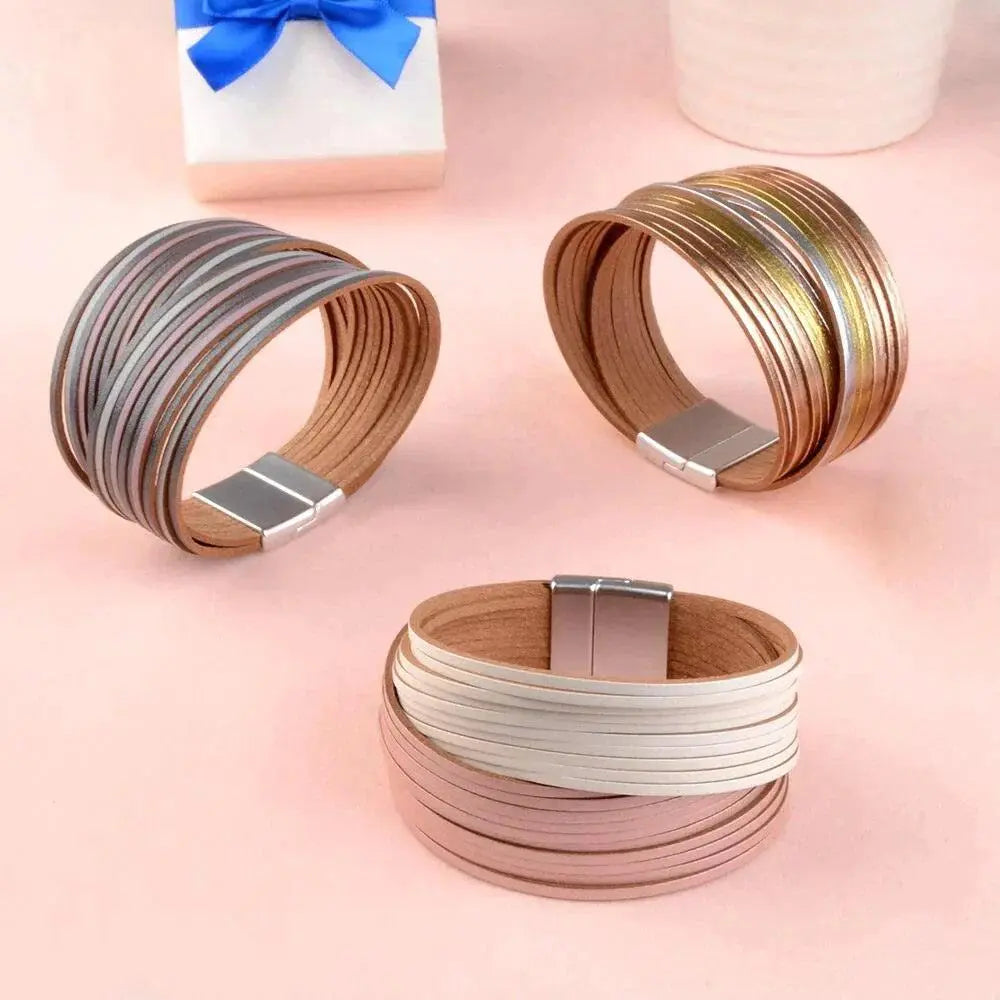 Flerlags armbånd i skinn-Armbånd-JKSHOP