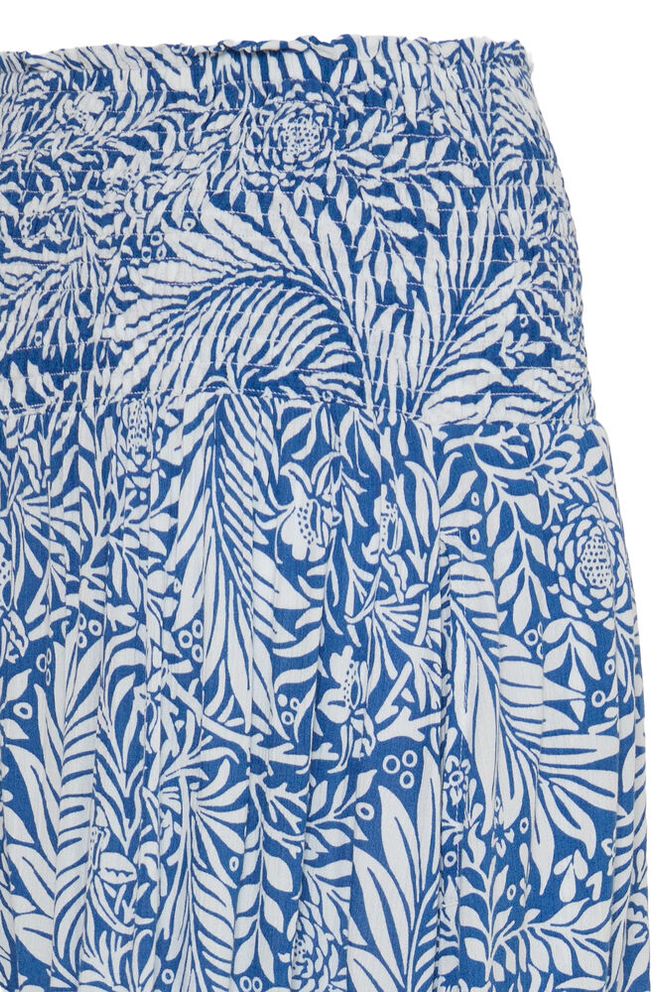 Fransa EASY SKIRT 2, BLUE WHITE PALM FLORAL - Skjørt - JK-Shop