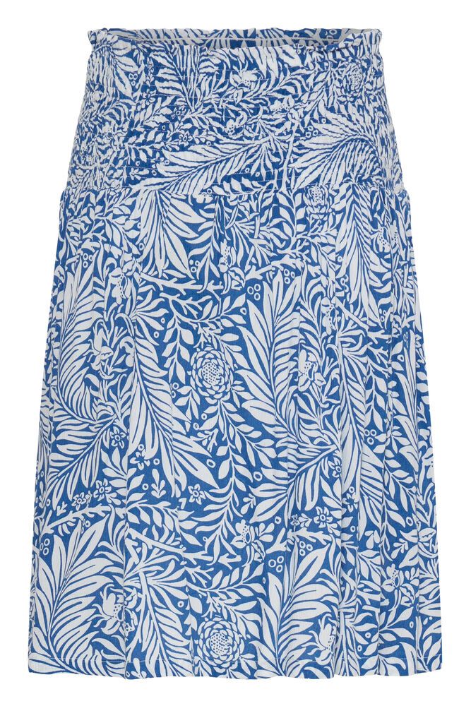 Fransa EASY SKIRT 2, BLUE WHITE PALM FLORAL - Skjørt - JK-Shop