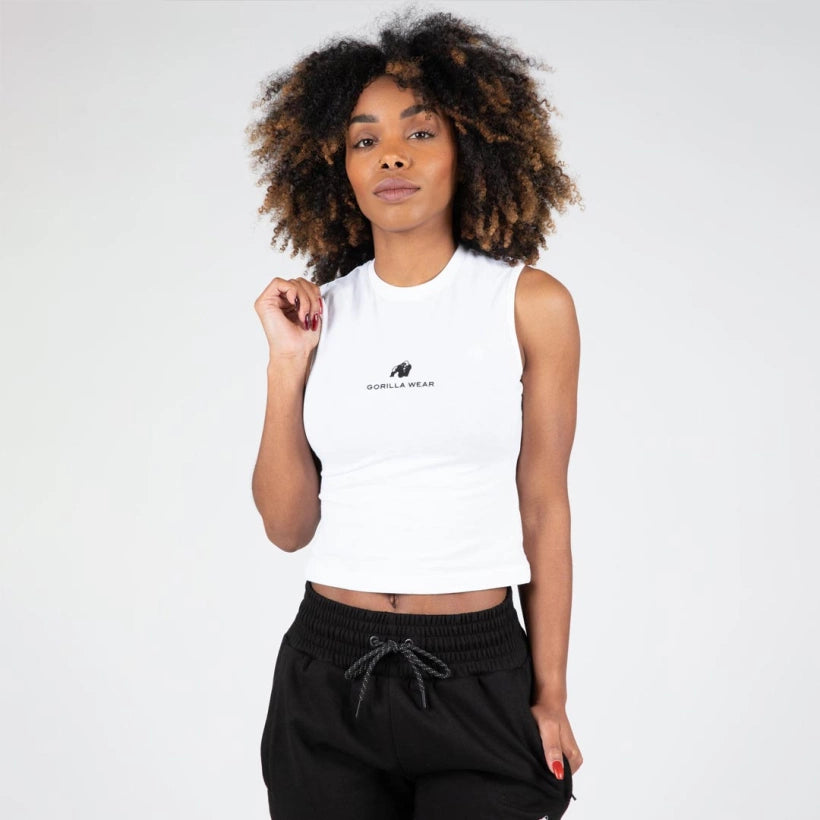 Gorilla Wear Livonia Crop Top (White) - Treningstopp dame - JK-Shop