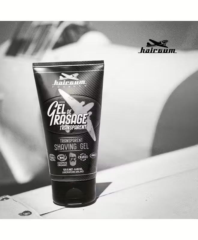 Hairgum for Men Transparent Shaving Gel barbergel sett fra siden
