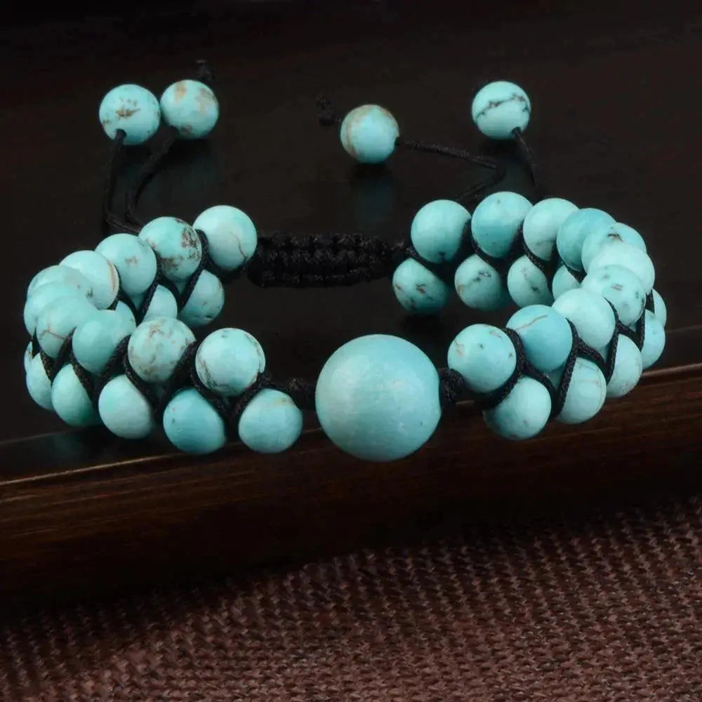 Håndlagde flettede doble natursteinsarmbånd-Armbånd-JKSHOP