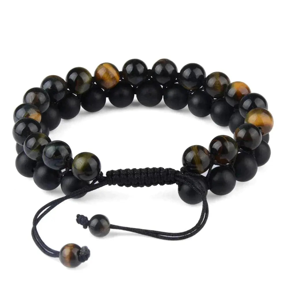 Håndlagde flettede doble natursteinsarmbånd-Armbånd-JKSHOP