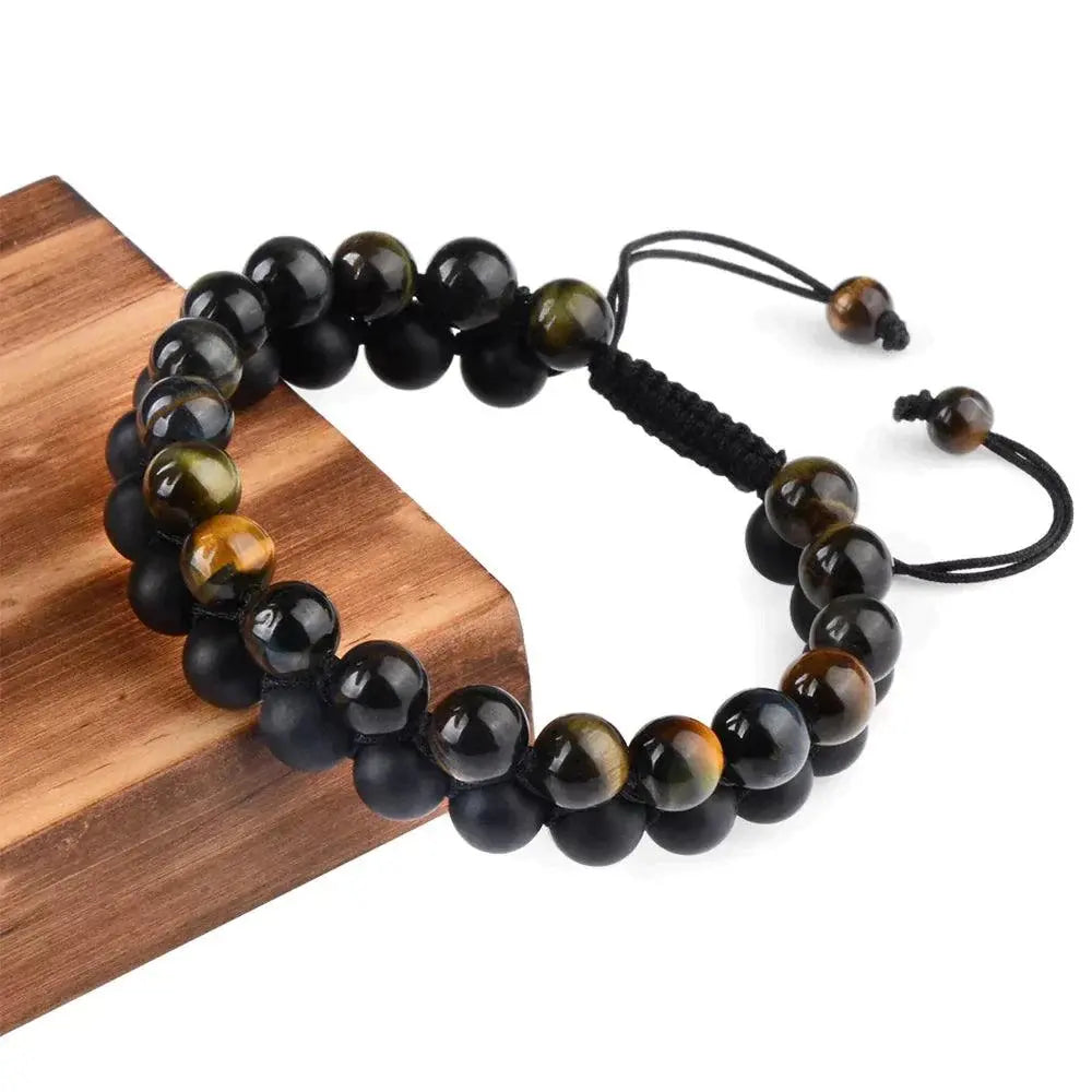 Håndlagde flettede doble natursteinsarmbånd-Armbånd-JKSHOP