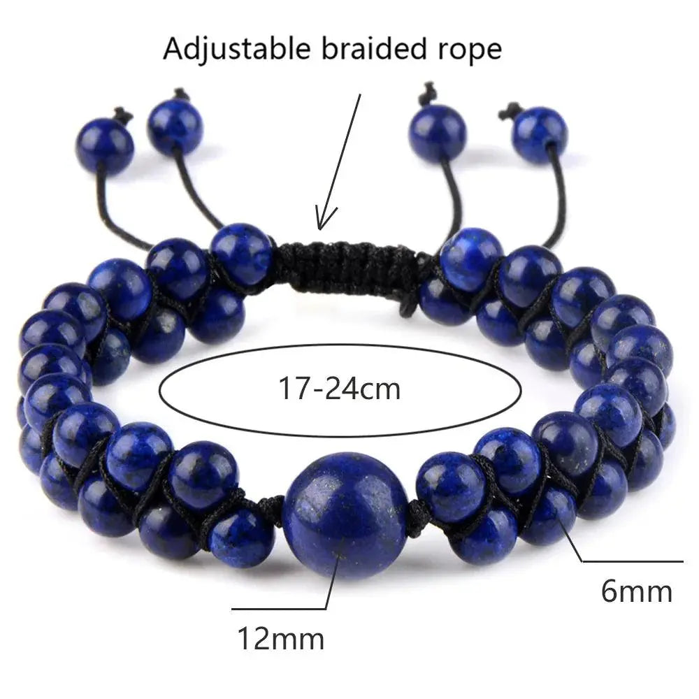 Håndlagde flettede doble natursteinsarmbånd-Armbånd-JKSHOP