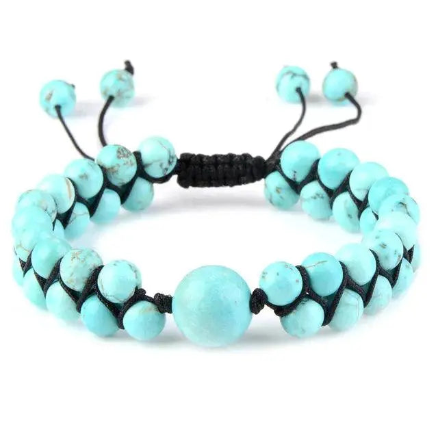 Håndlagde flettede doble natursteinsarmbånd-Armbånd-JKSHOP