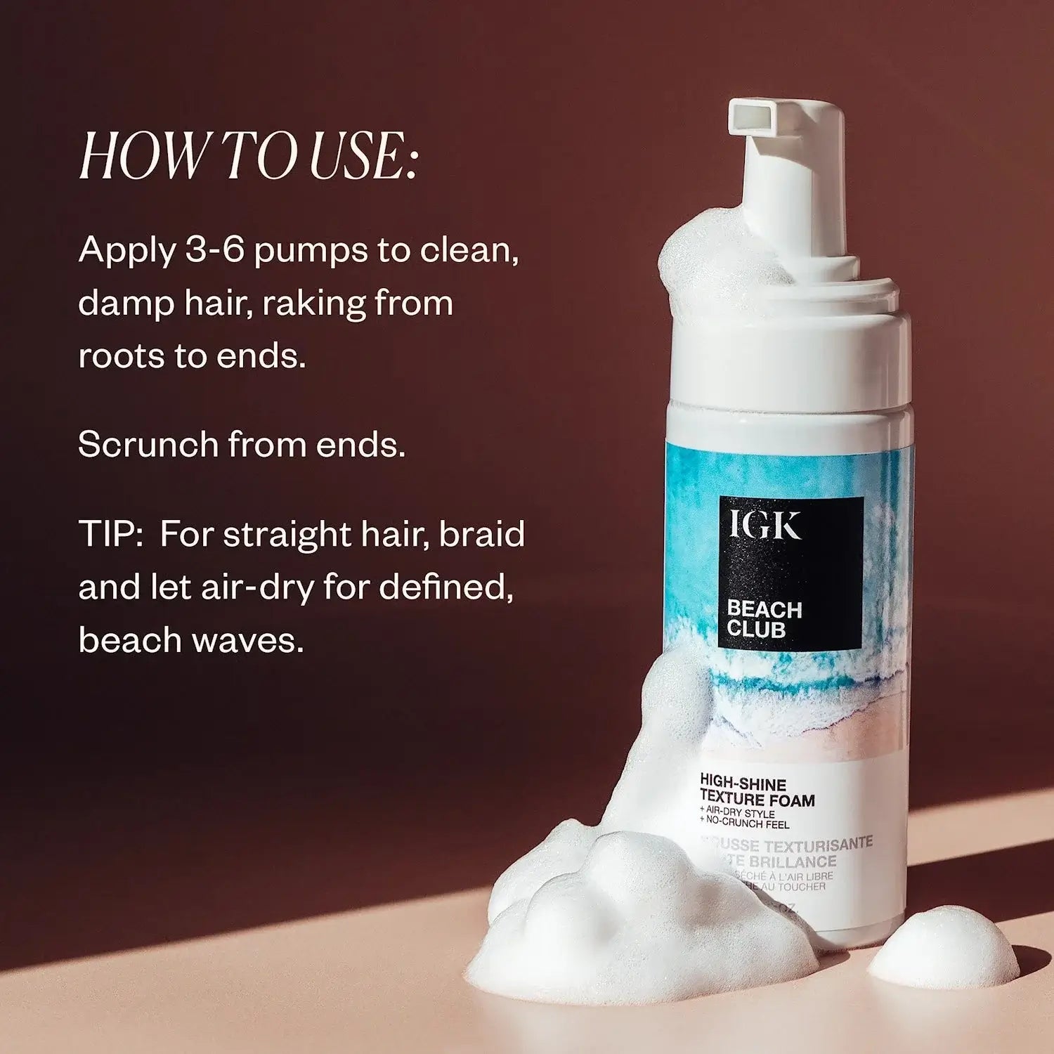 IGK Beach Club High Shine, Texture Foam-Hårkrem-JKSHOP