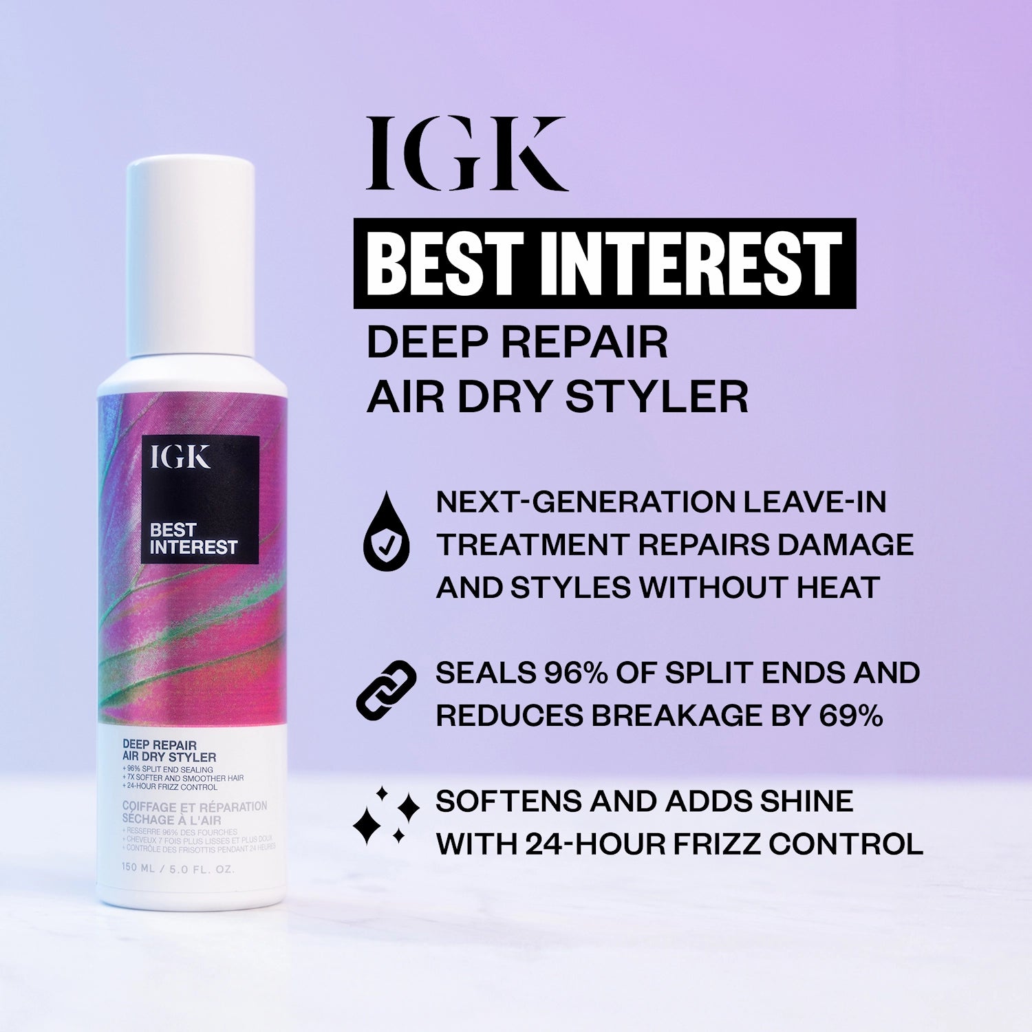 IGK, Best Interest Deep Repair Air Dry Styler 150ml - Hårserum - JK-Shop