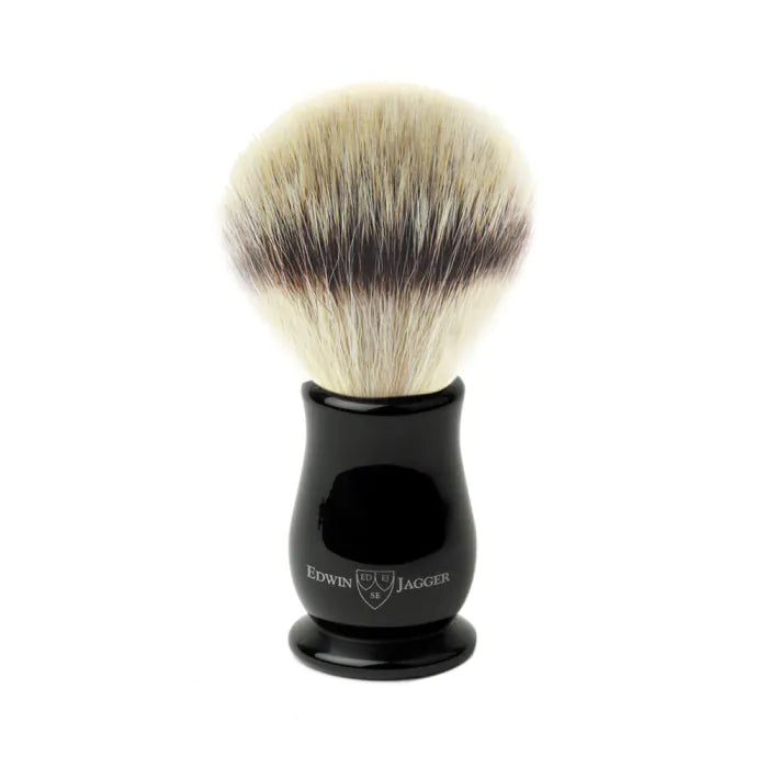 Imitation Ebony, Synthetic silver tip fibre shaving brush - Barberkost - JK-Shop