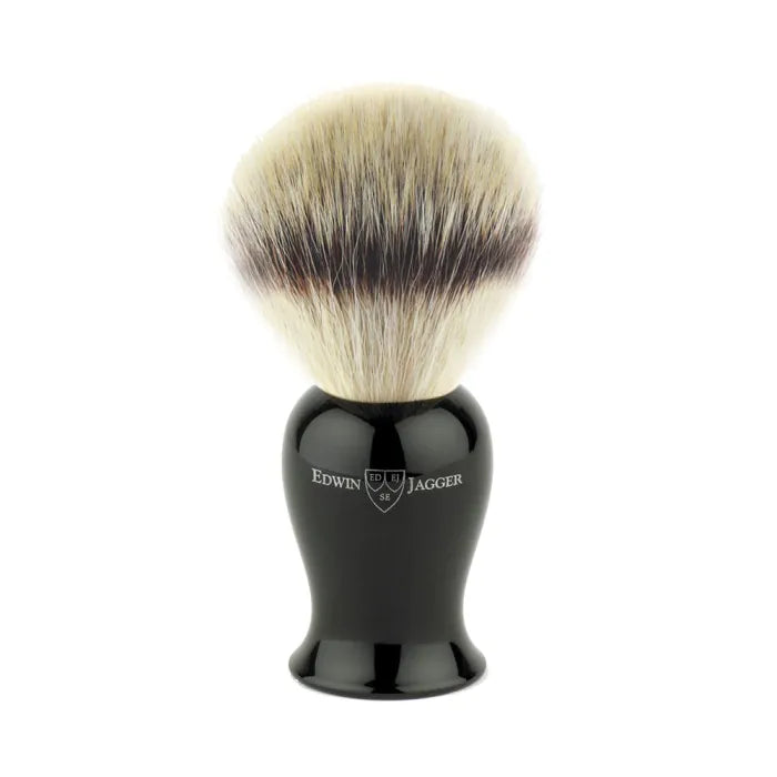 Imitation Ebony, Synthetic silver tip fibre shaving brush - Barberkost - JK-Shop
