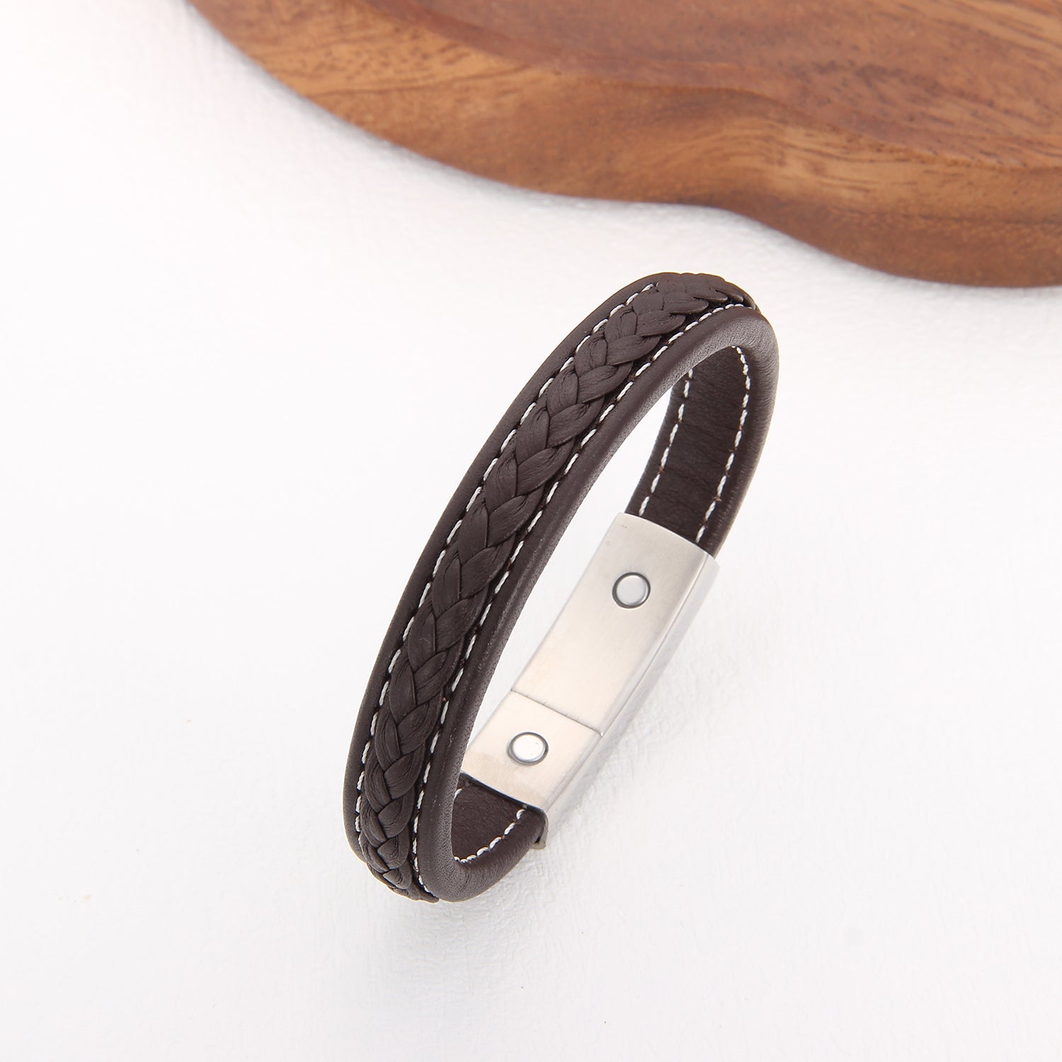 Heritage Magnetico - Flettet Lærarmbånd i Brun