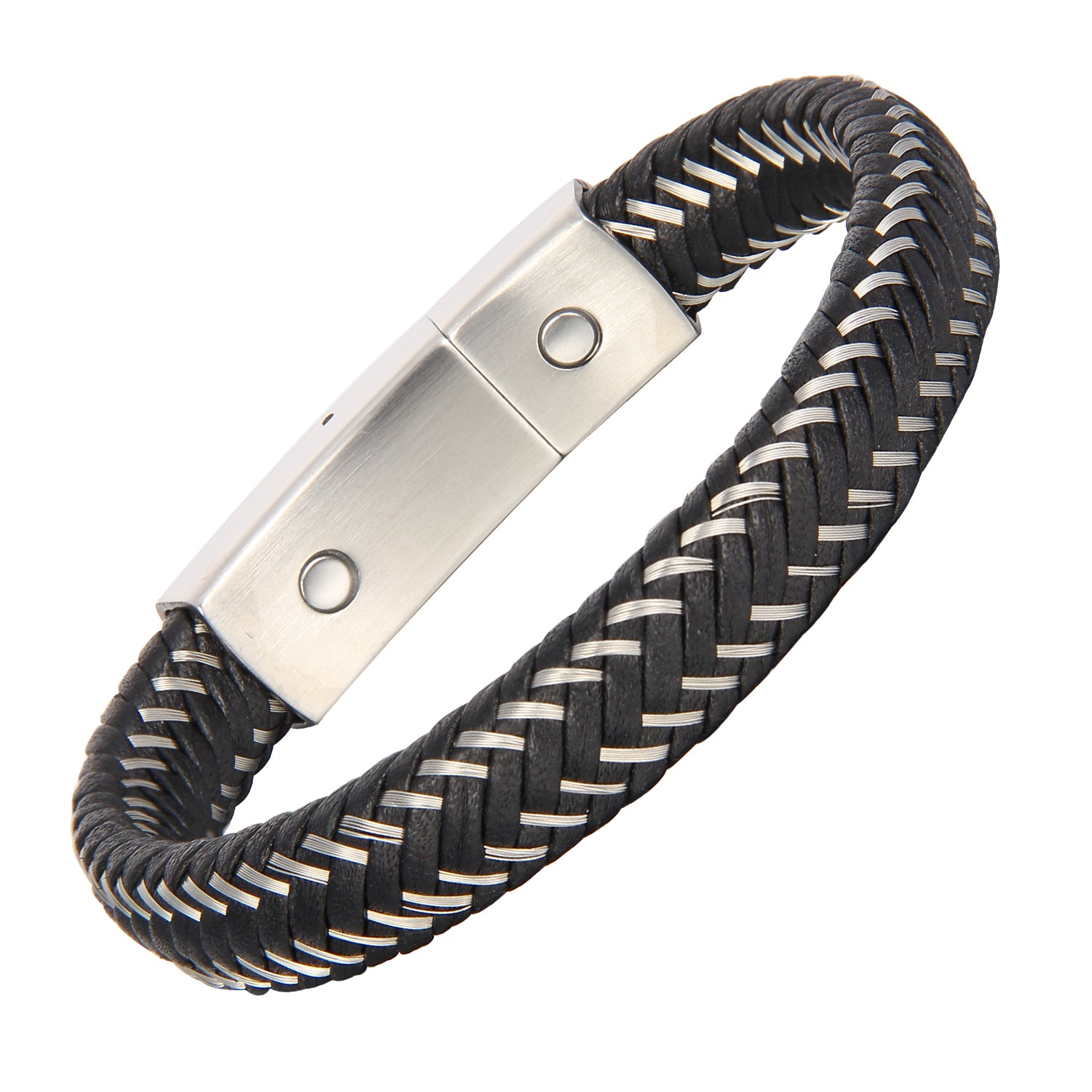 Titan Weave Magnetico - Flettet Lærarmbånd med Ståldetaljer
