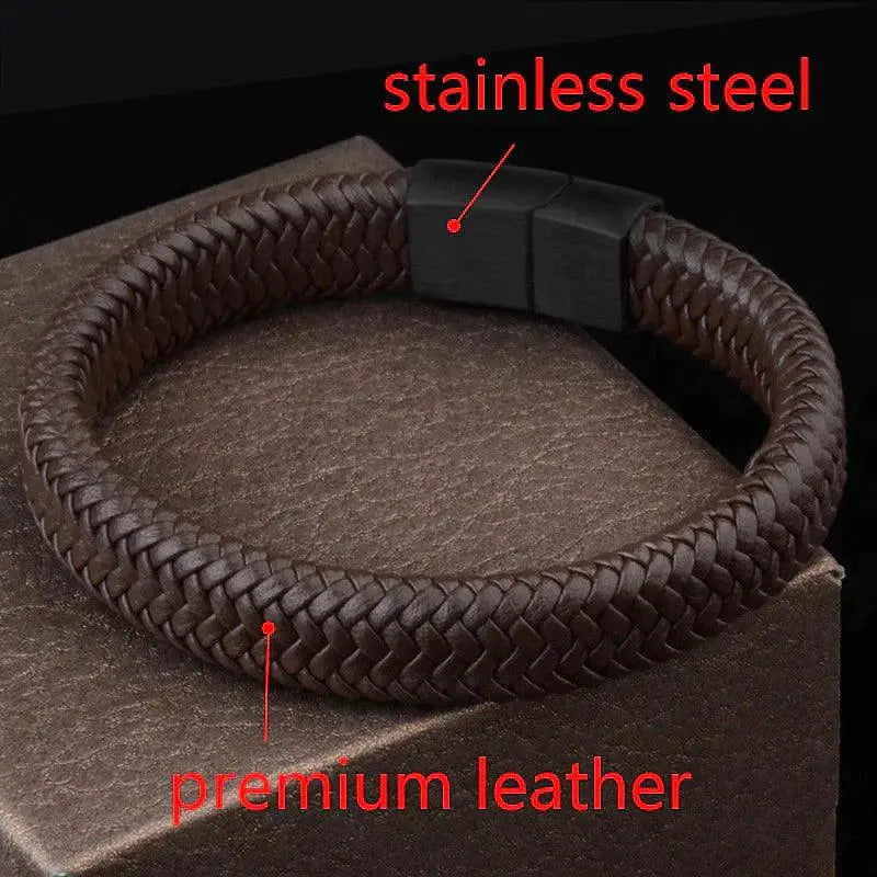 Lærarmbånd med Magnetisk lås i rustfritt stål-Armbånd-JKSHOP