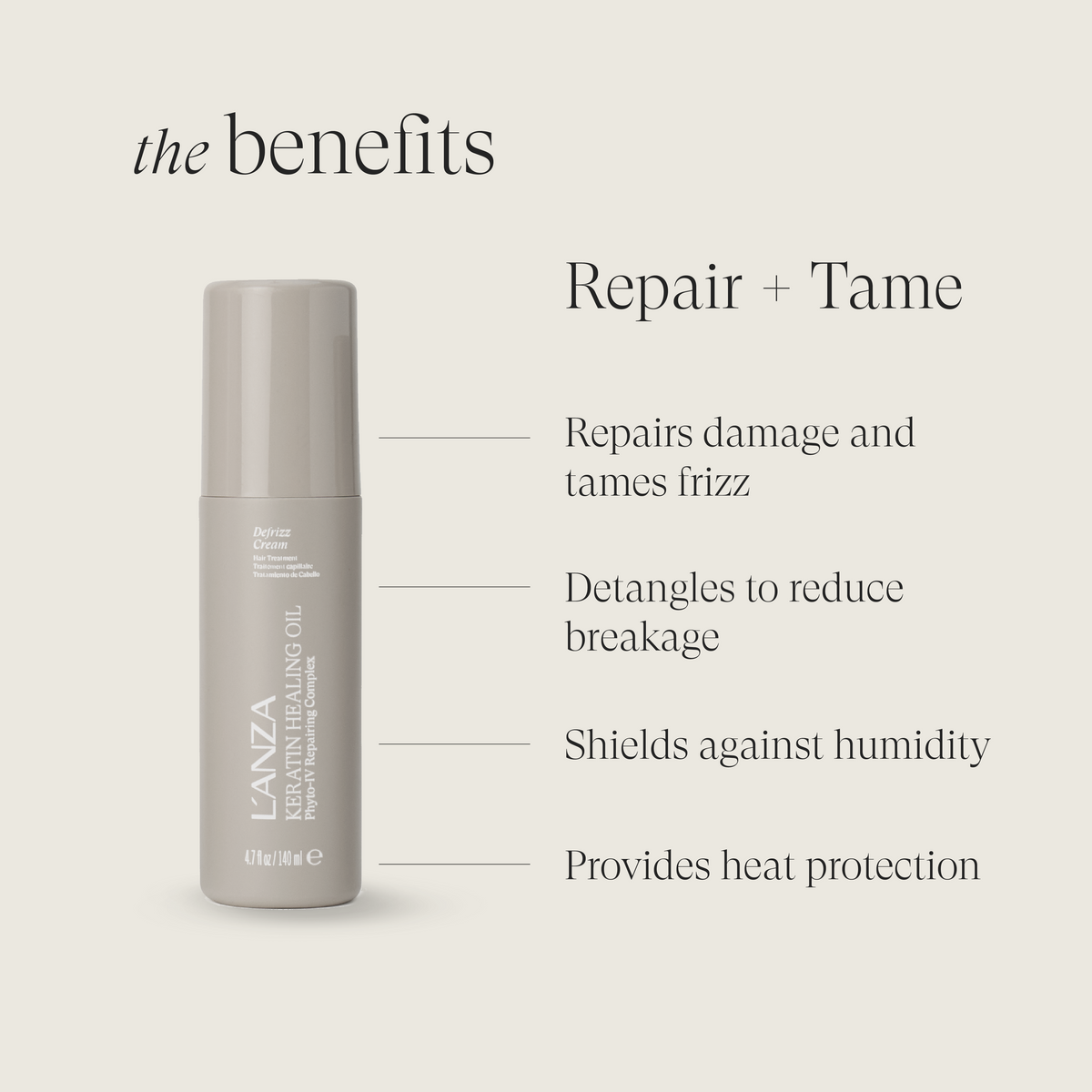 Lanza Keratin Healing Oil Defrizz Cream 140 ml - Hårkrem - JK-Shop