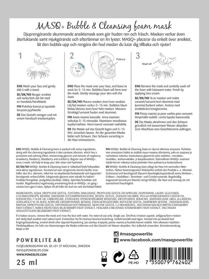 MASQ+ Bubble & Cleansing Foam (5Pack)-Ansiktsmaske-JKSHOP