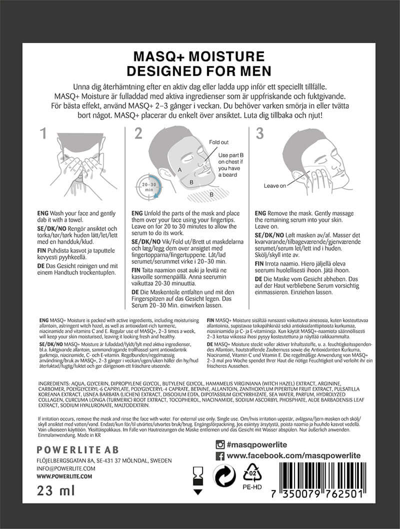 MASQ+ Moisture- For Men (5Pack)-Ansiktsmaske-JKSHOP