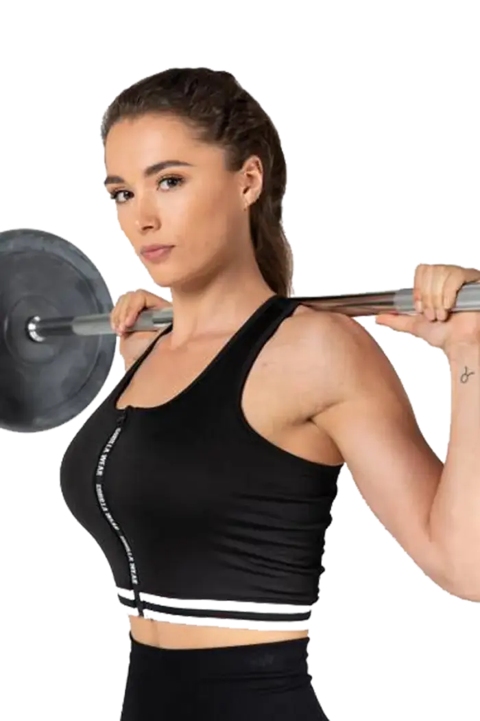 Mesa Zip Front Crop Top, Black, GW - Treningstopp dame - JK-Shop