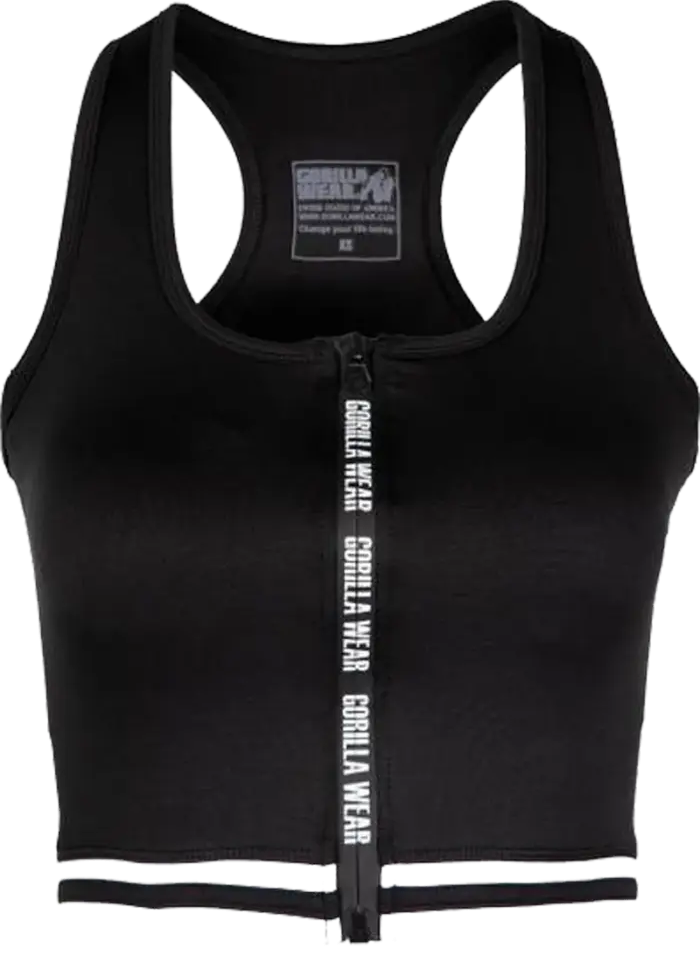 Mesa Zip Front Crop Top, Black, GW - Treningstopp dame - JK-Shop