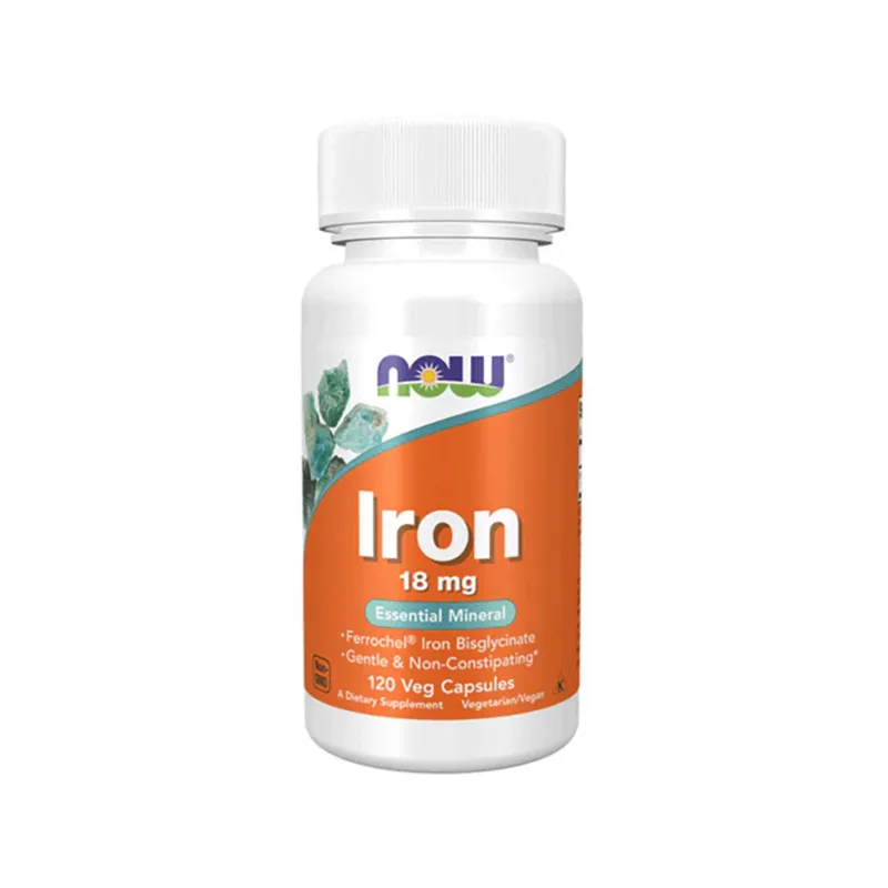 NOW IRON 18 MG FERROCHEL 120 VCAPS - Mikronæringsstoffer - JK-Shop
