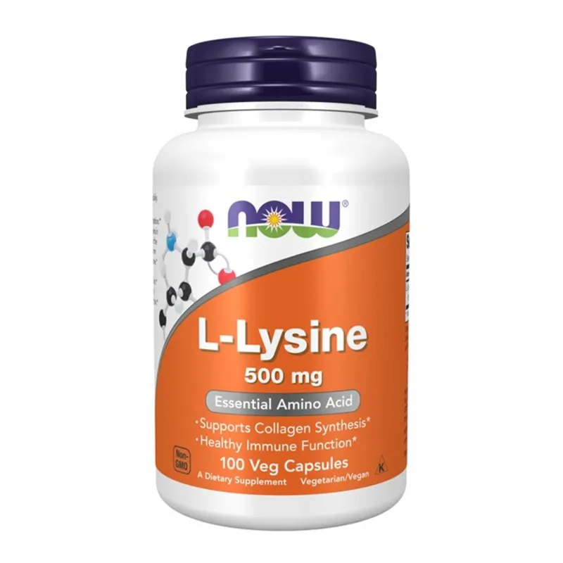NOW L-LYSINE 500 MG 100 VCAPS - Individuelle Aminosyrer - JK-Shop